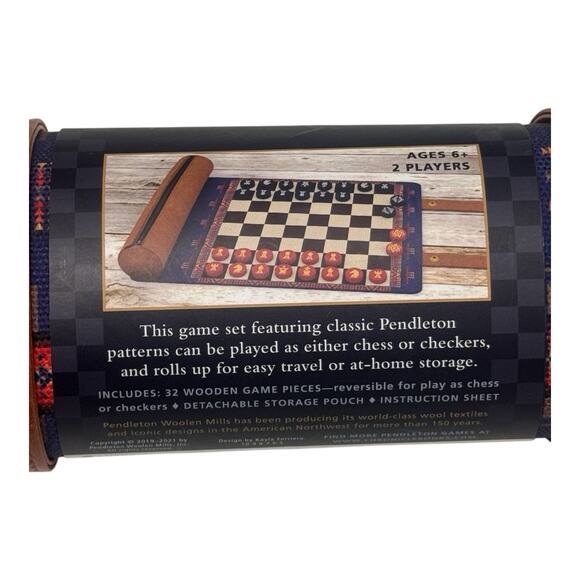 NWT Pendleton Chess & Checkers Travel Game – Roll-Up Wool Pattern Set - Picture 4 of 5